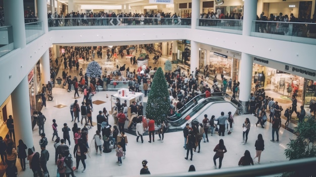 Un affollato centro commerciale durante il Black Friday