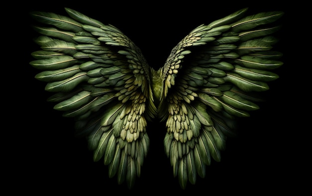 Un'ala d'angelo verde con sopra la scritta wings
