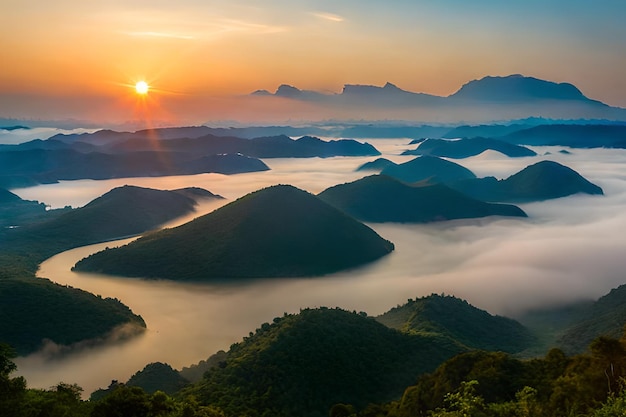 Un'alba sulle montagne del Vietnam