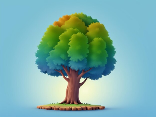 Un albero al centro con sfondo sfumato