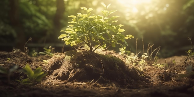 Un albero che cresce nella foresta