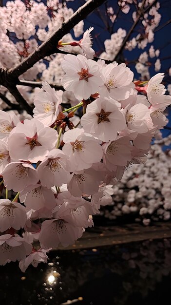 un albero con fiori bianchi che dicono primavera