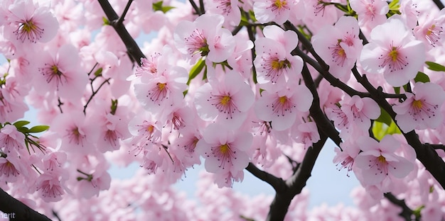 Un albero con fiori rosa in primavera