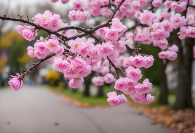 Un albero con fiori rosa in primavera