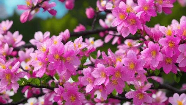 Un albero con fiori rosa in primavera