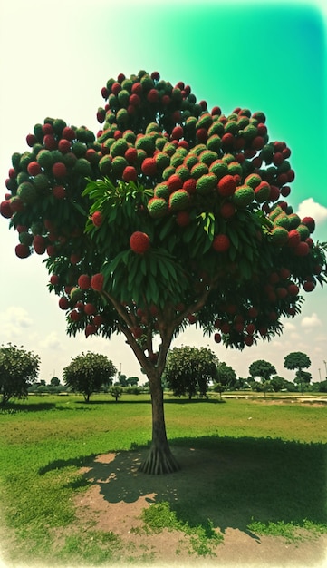 Un albero con frutti rossi su di esso