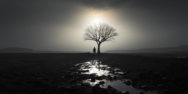 Un albero con il sole che splende su di esso