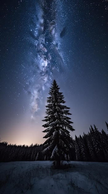 Un albero con sopra la Via Lattea