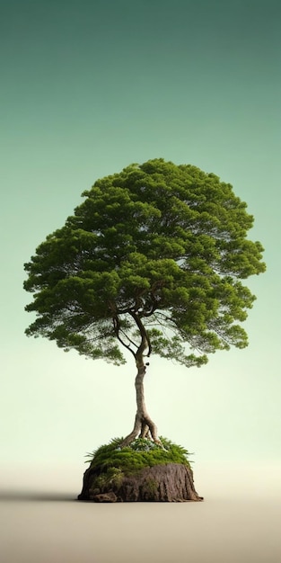 Un albero con uno sfondo verde