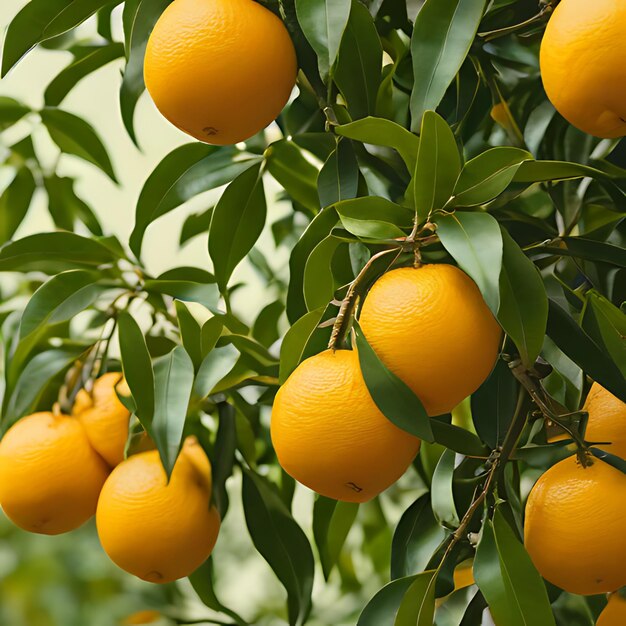 un albero di limoni con molte arance che ne pendono