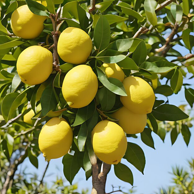 un albero di limoni con un mucchio di foglie che dice limoni