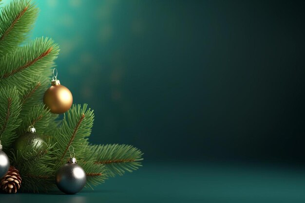 un albero di Natale con ornamenti e coni di pino