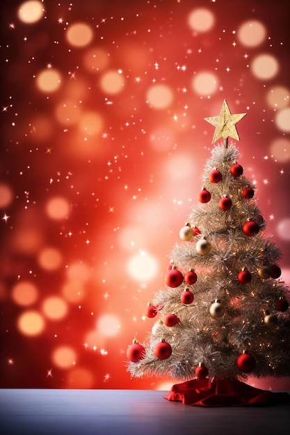 un albero di Natale con ornamenti rossi e dorati