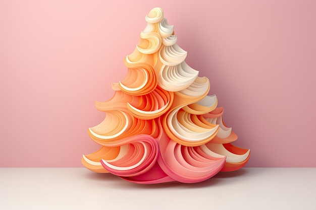 Un albero di Natale fatto di gesso è scolpito su uno sfondo colorato. realizzato utilizzando strumenti generativi di IA