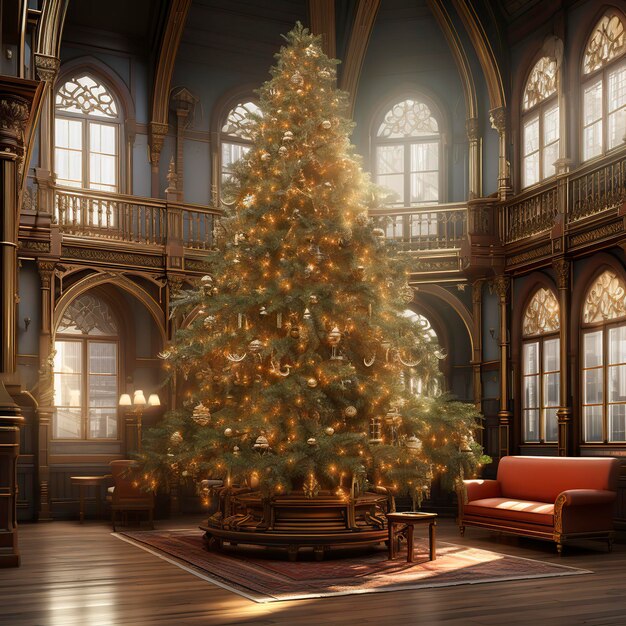 Un albero di Natale festivo con regali sotto Natale Magica Festa Cheer Un sogno di Natale