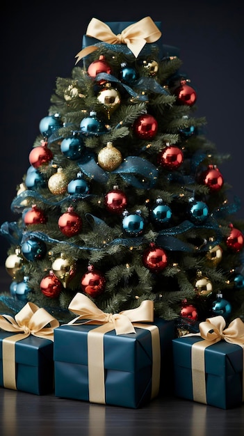Un albero di Natale festivo con regali sotto Natale Magica Festa Cheer Un sogno di Natale