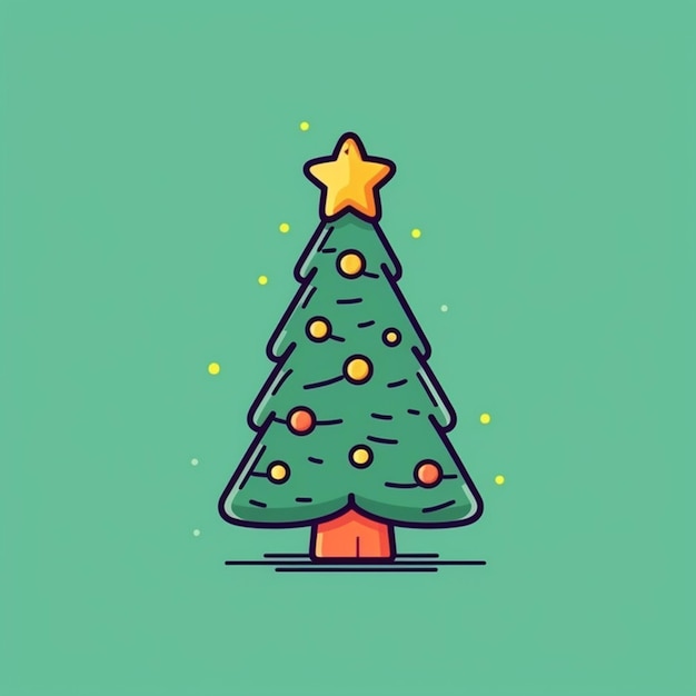 Un albero di Natale verde con una stella in cima generativo ai