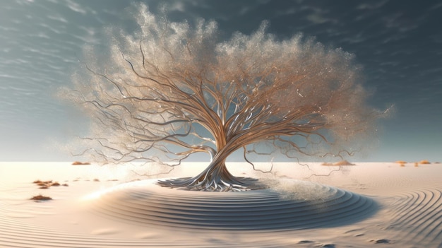 Un albero nel deserto con il cielo sullo sfondo