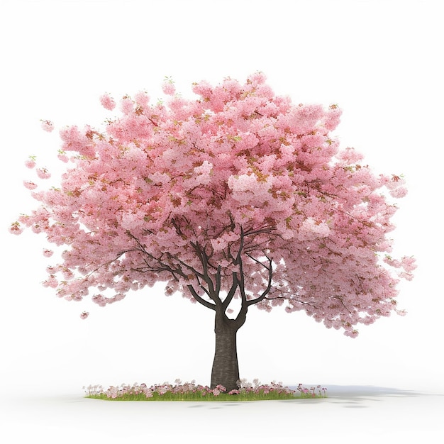 Un albero rosa con fiori rosa su di esso