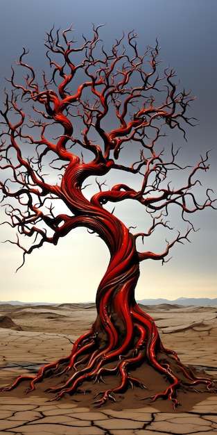 Un albero rosso nel deserto