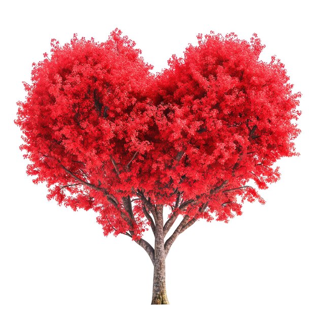 Un albero rosso su sfondo bianco.