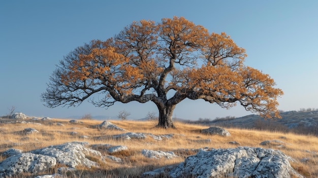 Un albero solitario in autunno