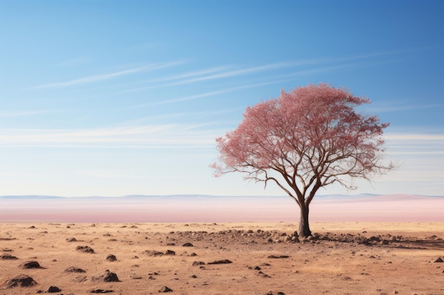 un albero solitario in mezzo a un campo arido