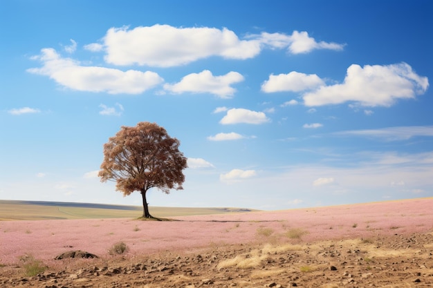 Un albero solitario in mezzo a un campo