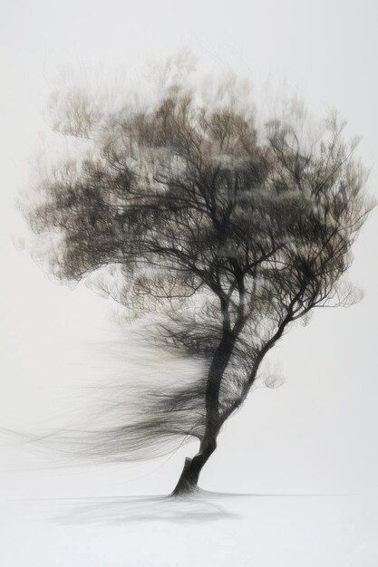 Un albero stilizzato disegnato a matita nera su uno sfondo bianco