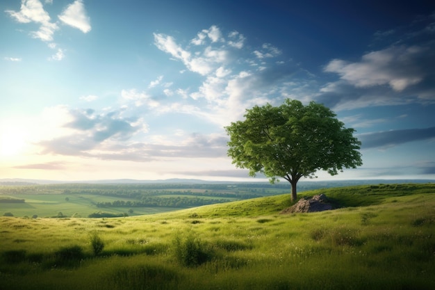 Un albero su una collina