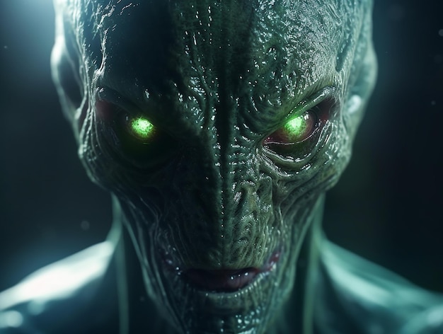 Un alieno verde con occhi verdi e un altro con occhi verdi.