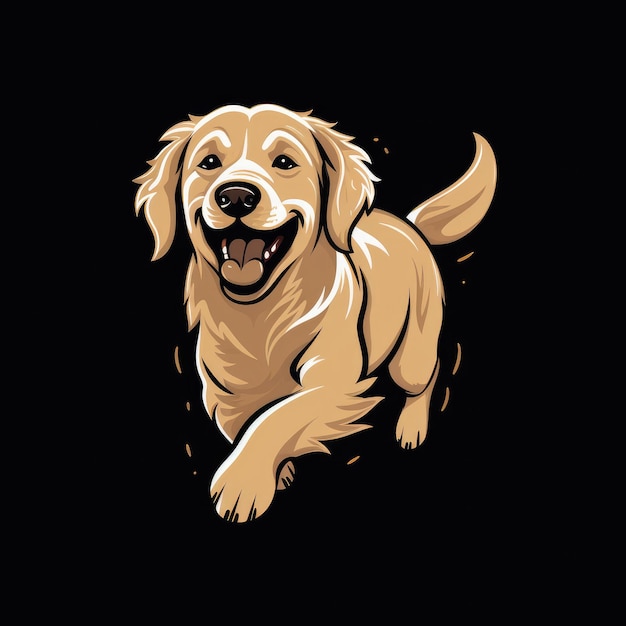 Un allegro Golden Retriever che salta di gioia Un logo di cartone animato minimalista