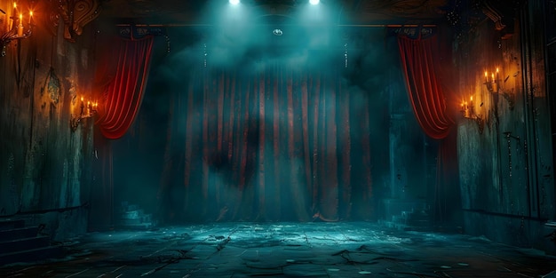 Un'ambientazione da circo inquietante raffigurata in una scena notturna inquietante generata digitalmente Concept Circus Setting Digital Art Spooky Night Scene Eerie Atmosphere Nighttime Ambiance