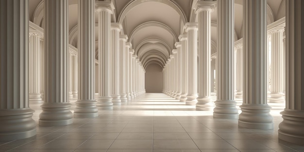 Un ampio corridoio tra più pilastri