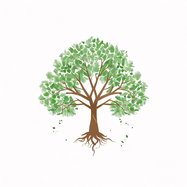 Un ampio logo dell'albero sullo sfondo bianco