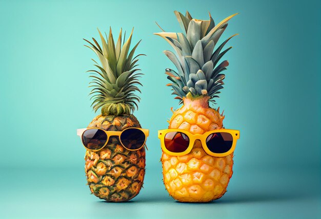 Un ananas che indossa occhiali da sole estate concetto illustrazione