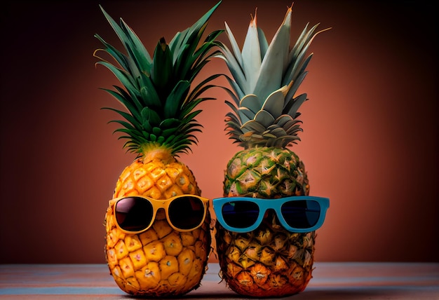Un ananas che indossa occhiali da sole estate concetto illustrazione