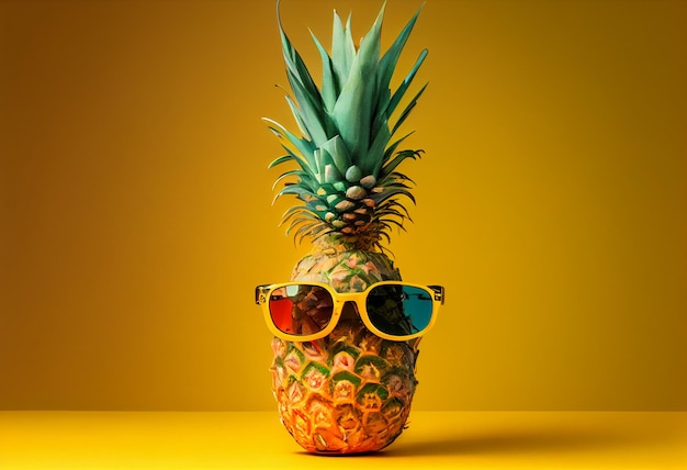 Un ananas che indossa occhiali da sole estate concetto illustrazione