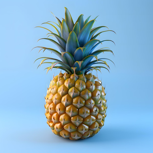 un ananas con una cima blu e verde che dice ananas