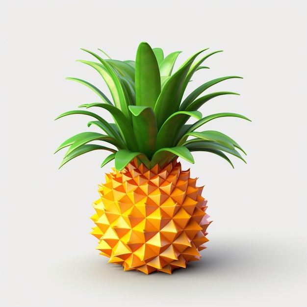 Un ananas di carta gialla e arancione con foglie verdi.