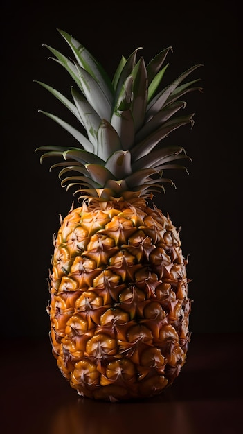 Un ananas su sfondo nero