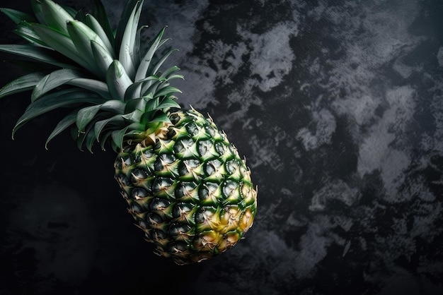 Un ananas su sfondo nero