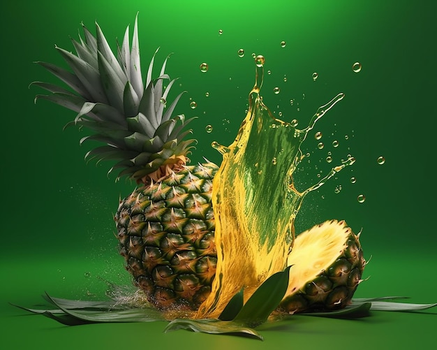 Un ananas viene versato in una goccia d'acqua.