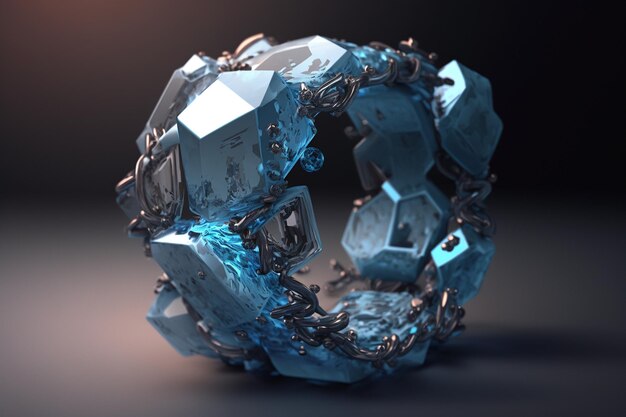 Un anello blu con cristalli e la parola diamante sopra