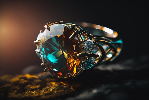 Un anello con sopra un diamante