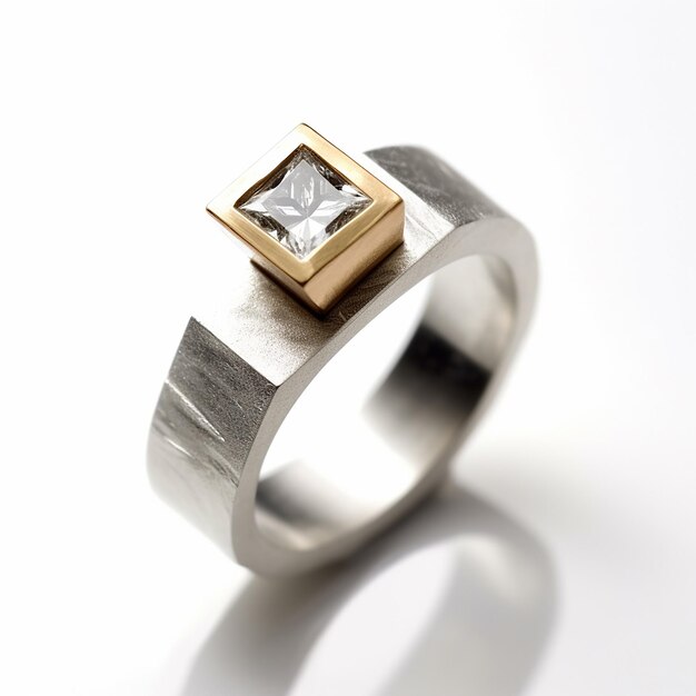 un anello con un diamante sopra e un anello con diamanti sul lato sinistro.