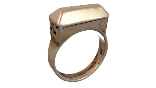 Un anello d'oro con sopra la scritta ring