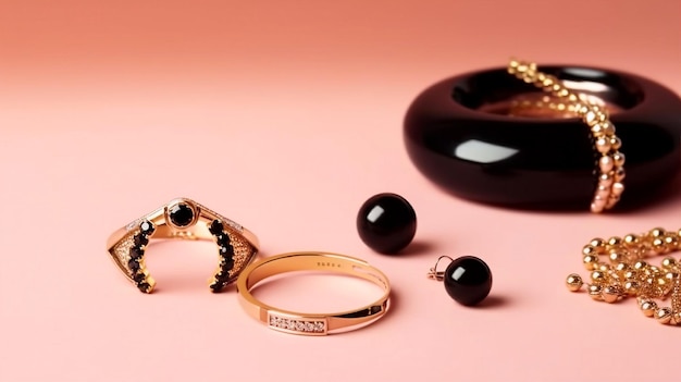 Un anello d'oro con un anello nero