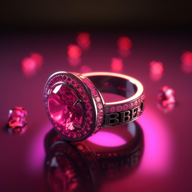 un anello rosa con la parola blt sopra