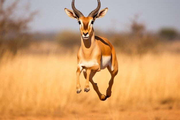 Un'antilope che salta in aria